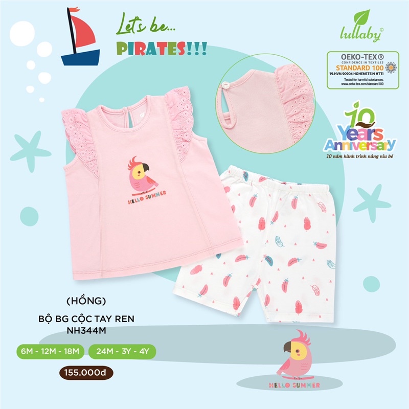 Bộ cộc tay/ ba lỗ bé gái lullaby 2022 NH344M/NH346M