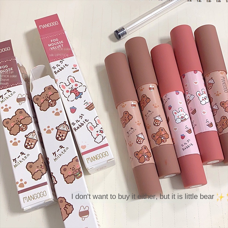 Son Môi Chống Thấm Nước Không Phai In Họa Tiết Chú Gấu/Thỏ Dễ Thương