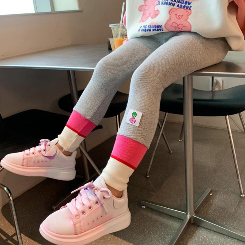 Quần Legging Lưng Cao Co Giãn Phong Cách Hàn Quốc Cho Bé Gái