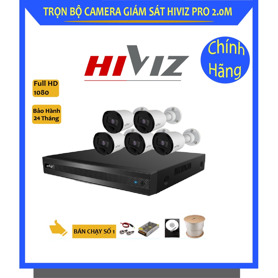 BỘ CAMERA HIVIZ PRO FULL HD, TRỌN BỘ 8/7/6/5 CAMERA 2.0MP - KÈM HDD , ĐẦY ĐỦ PHỤ KIỆN LẮP ĐẶT