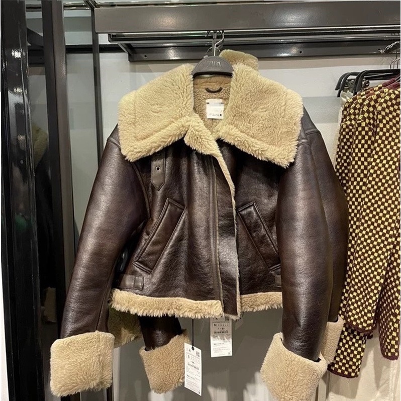 Order áo khoác auth tuồn ZARA của nữ Áo khoác dáng ngắn giả da biker