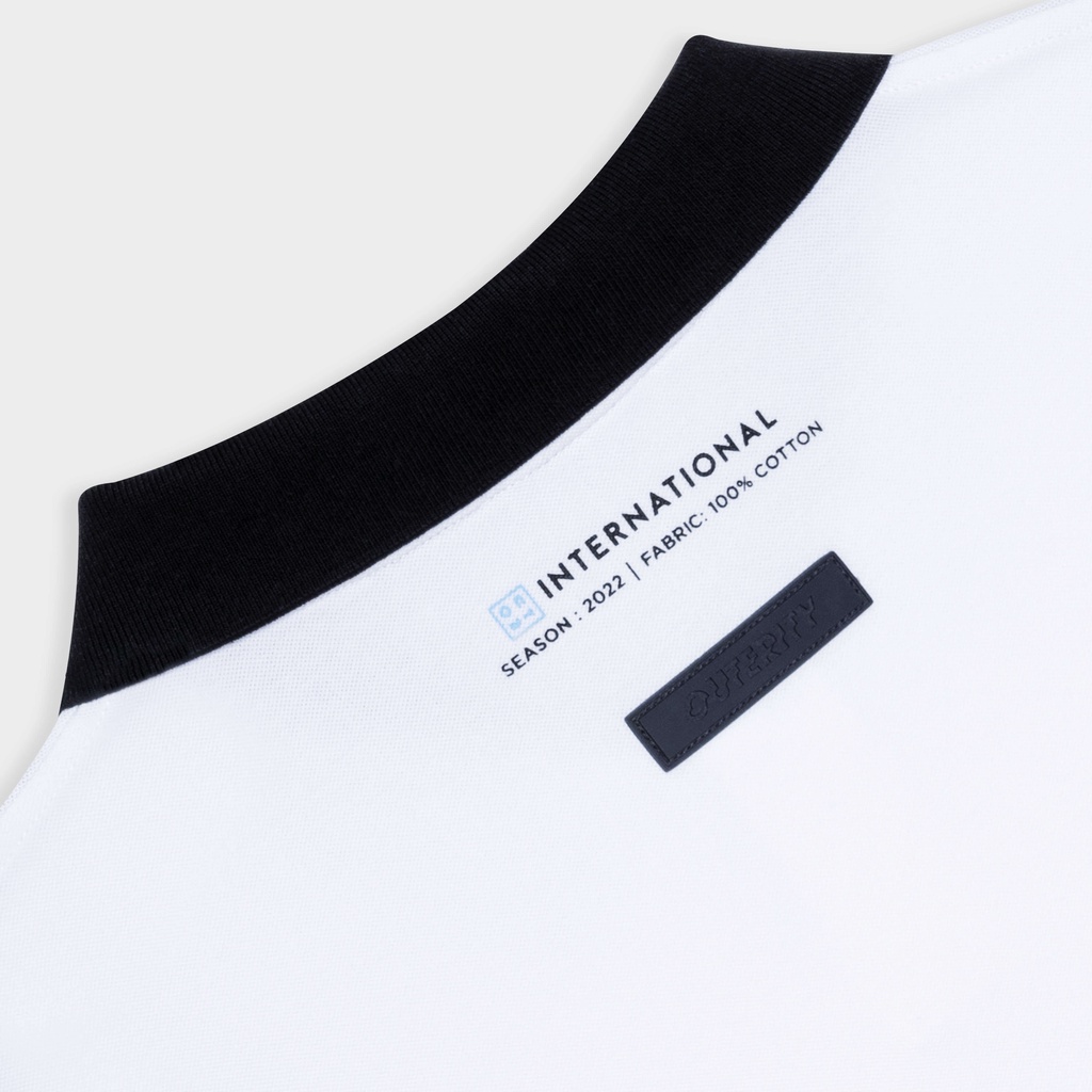 Áo polo nam nữ local brand unisex Outerity Cá Sấu Cross - Italics / Màu Trắng&amp;Đen - ORT.B 708