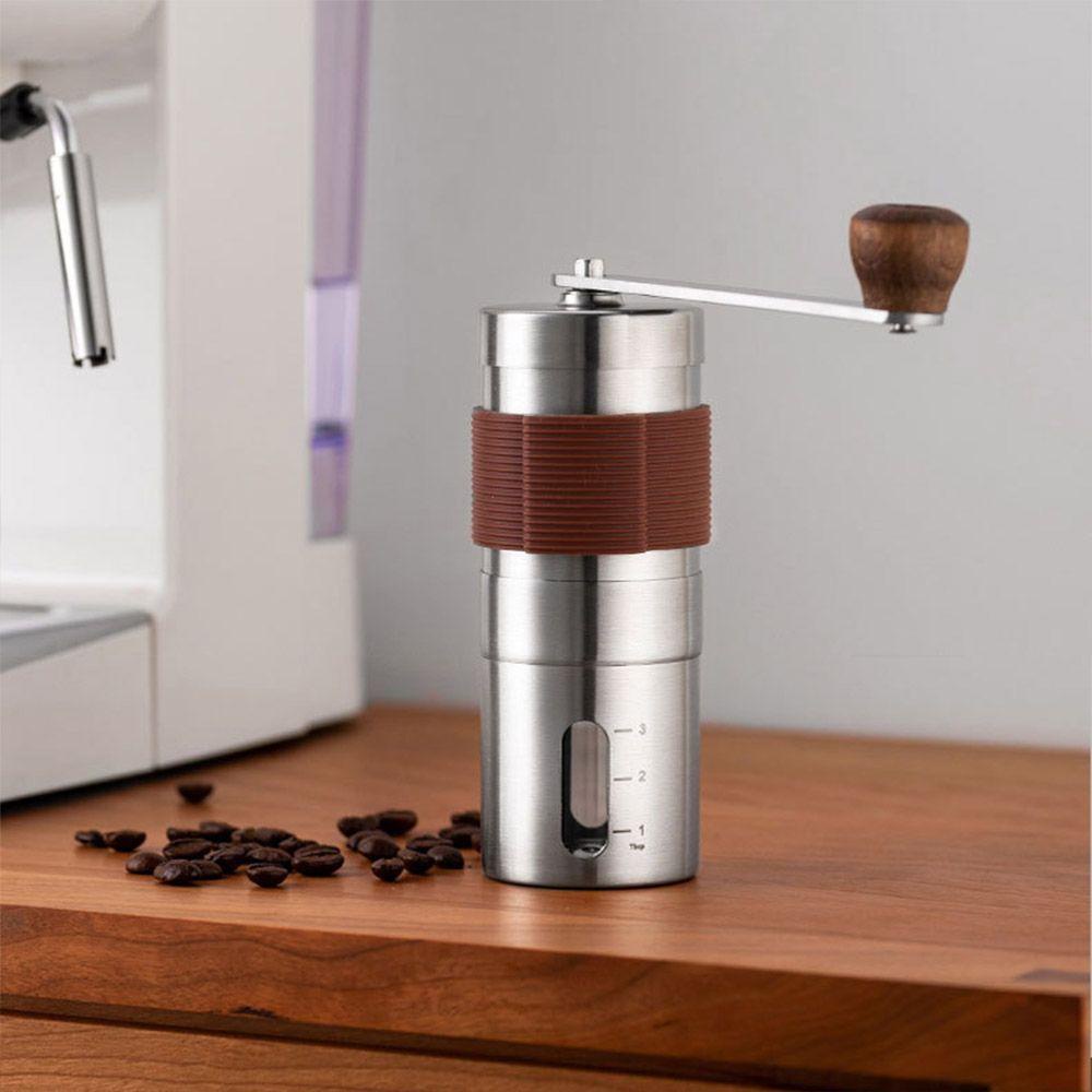 Máy Xay Cà Phê Espresso Bằng Thép Không Gỉ Tay Cầm Gỗ
