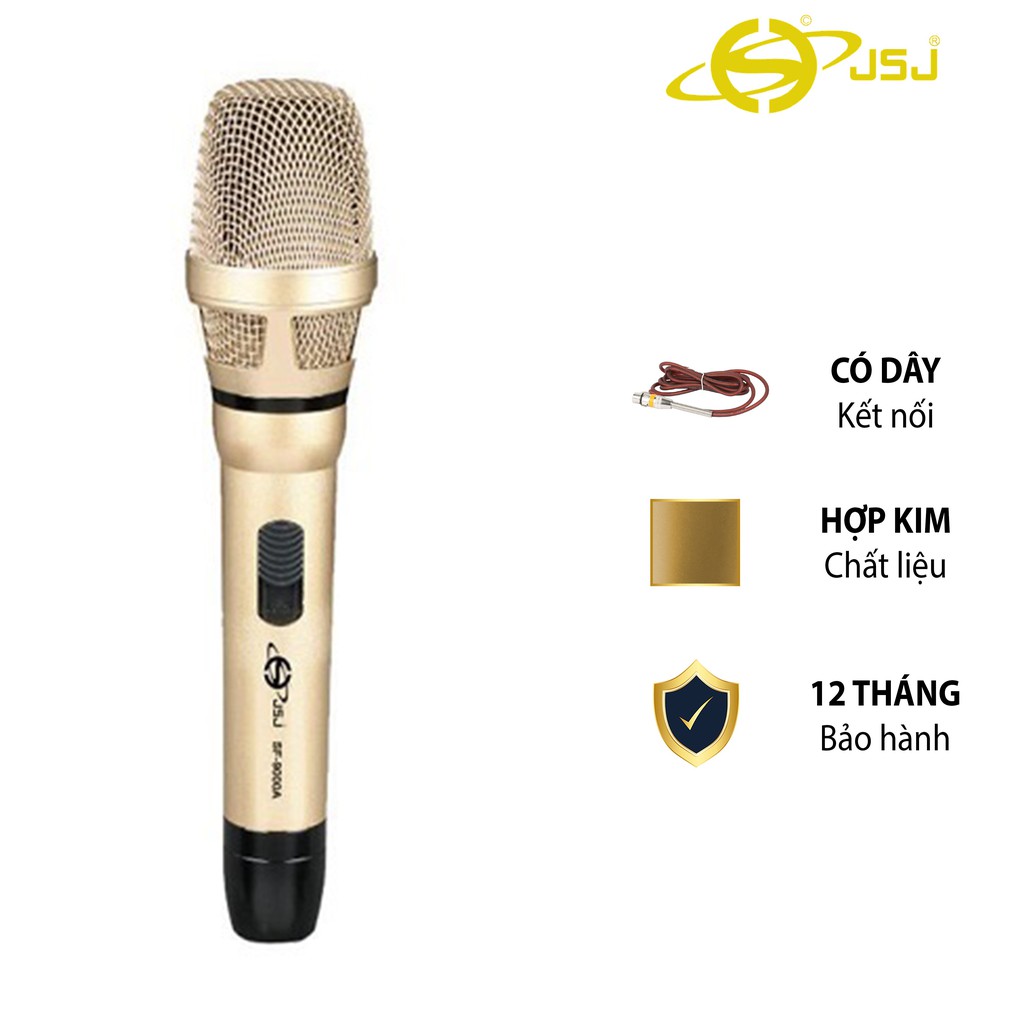 Micro karaoke có dây JSJ GL 9.0S với thiết kế lưới tản nhiệt cổ điển giảm tạp âm chống nhiễu thân kim loại được phủ nhám