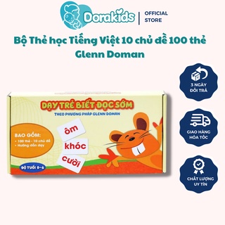 Bộ Thẻ học Tiếng Việt thông minh 10 chủ đề 100 thẻ chuẩn Glenn Doman cho bé từ 0-6 tuổi khổ 26x14cm Ivory cao cấp