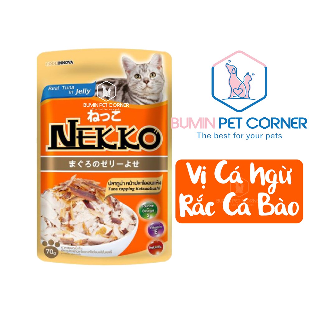 Pate cho Mèo Nekko Jelly vị Cá Ngừ rắc Cá Bào gói 70g