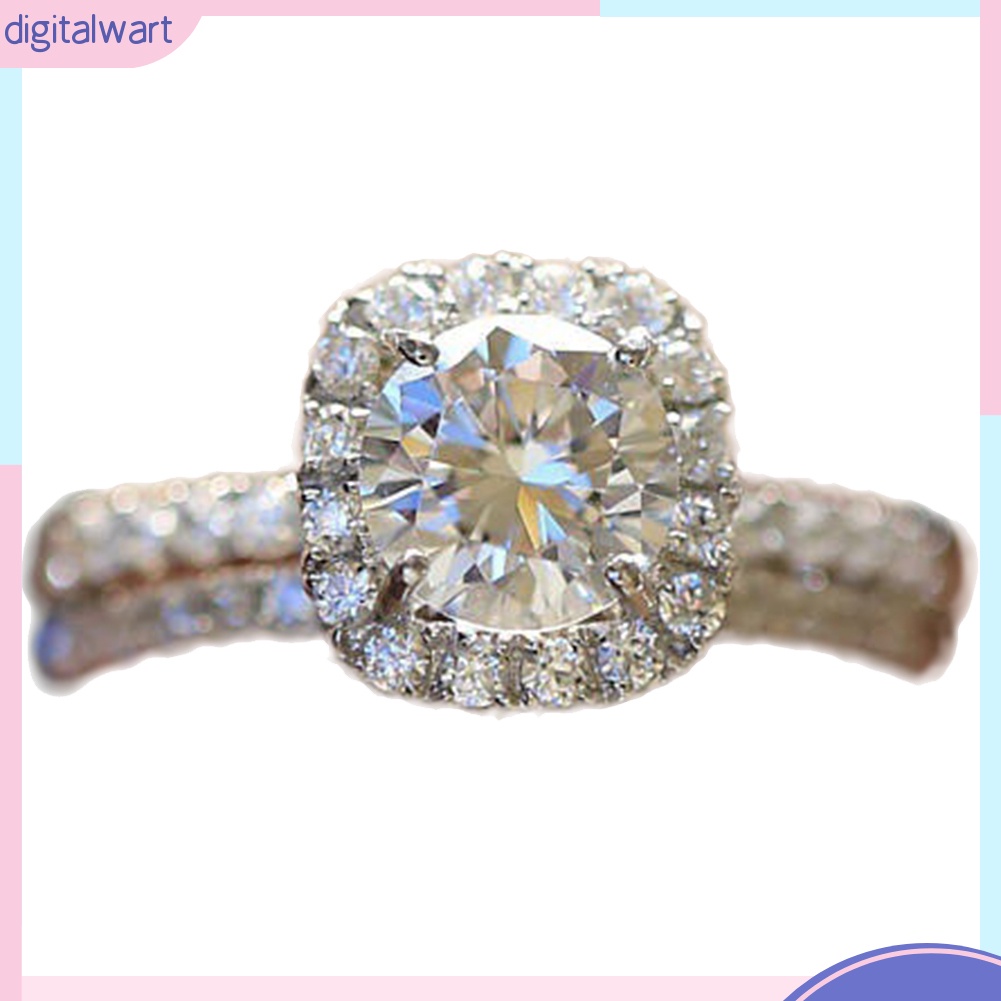 Set 2 Nhẫn Đính Kim Cương Nhân Tạo Kiểu Dáng Sang Trọng Thời Trang Cho Nữ