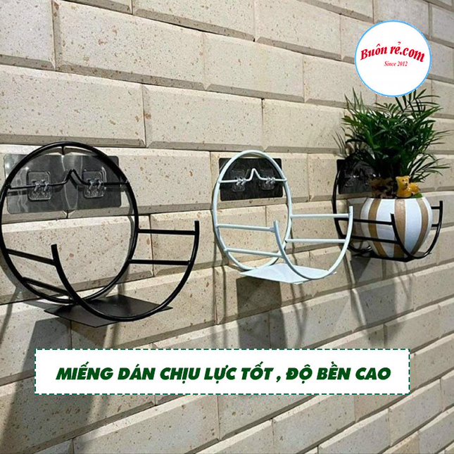 Giá treo cây cảnh hình tròn KÈM MIẾNG DÁN ĐÔI xinh xắn dán tường - Giá treo chậu hoa ở ban công 01423