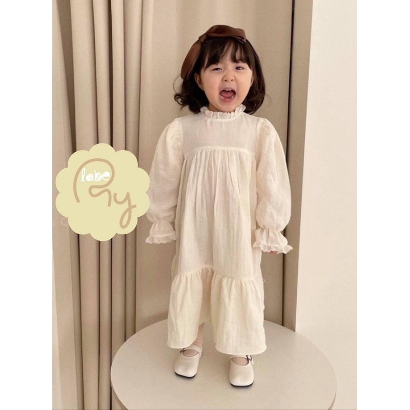 Đầm công chúa tay ren bé gái_nội địa Hàn_made in Korea