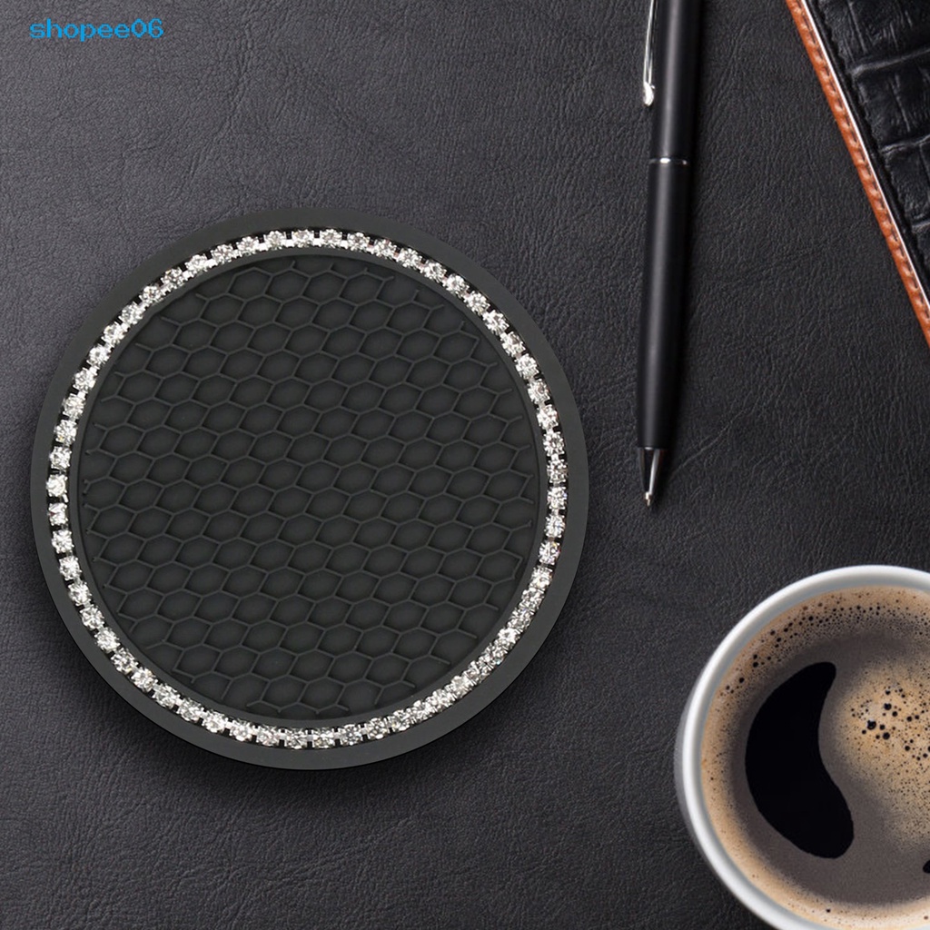 Tấm lót cốc nước đính đá chịu nhiệt an toàn cho xe hơi