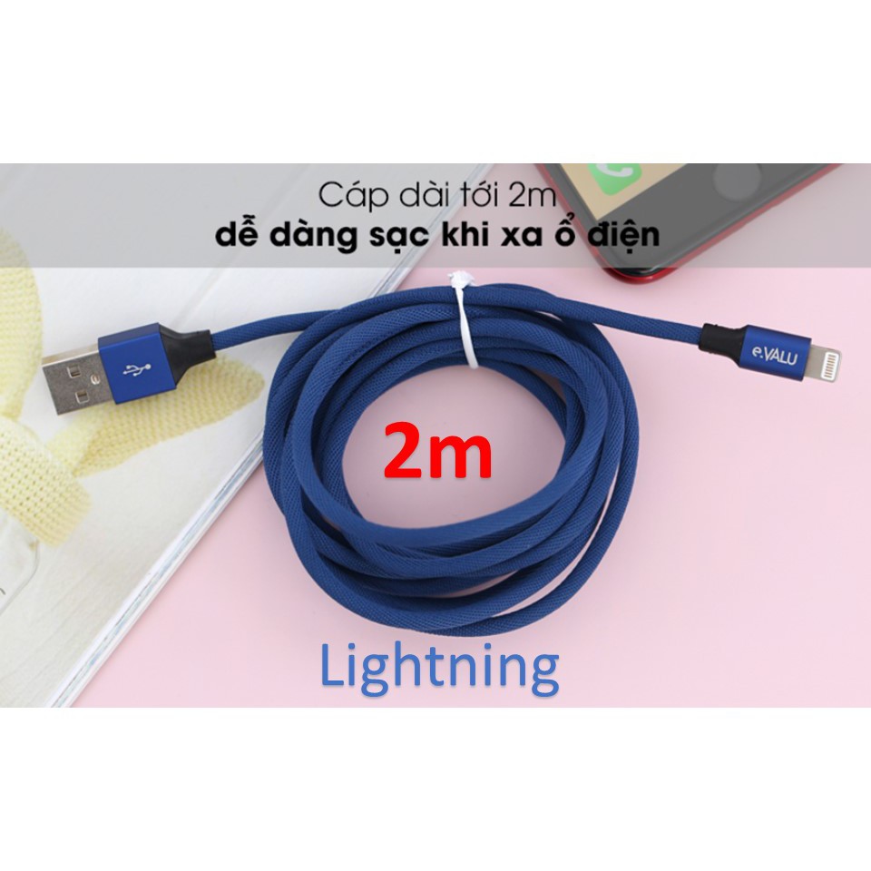 ️🔥CHÍNH HÃNG🔥Cáp Lightning 2m eValu LTL-04 💦LIKE NEW 98%