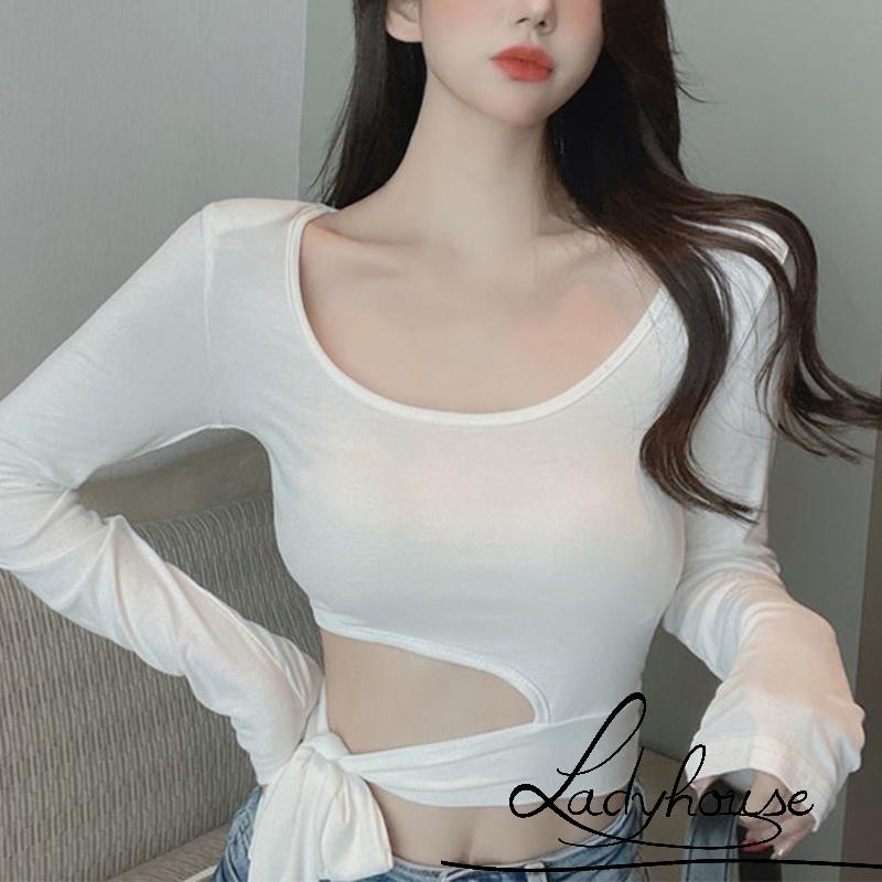 LD-New summer and autumn women´s wear new spice girl´s idea, waist revealing sexy T-shirt, minority bandage top