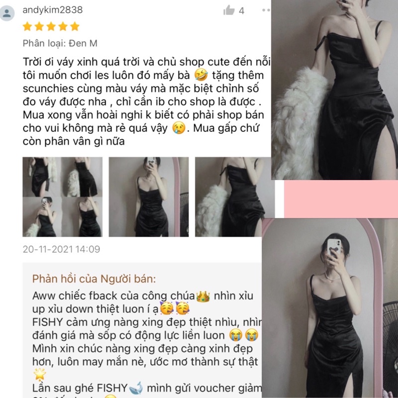 (SẴN+ẢNH THẬT+VIDEO) Đầm Hai Dây Lụa Nữ Dáng Dài Hai Màu Đen Trắng Thiết Kế Cổ Trễ Xẻ Tà Lệch Vạt Gợi Cảm FISHY | BigBuy360 - bigbuy360.vn