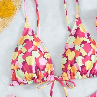 [BKN2045] <ÂU> SET BIKINI 3 MÓN HOA MÀU KÈM KHĂN