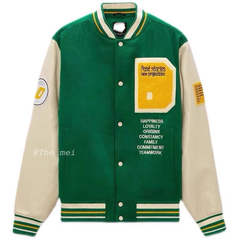 CÓ SẴN - varsity jacket ZR - Áo khoác bóng chày - xanh hoạ tiết siêu đẹp - unisex cho cả nam và nữ - The Mei