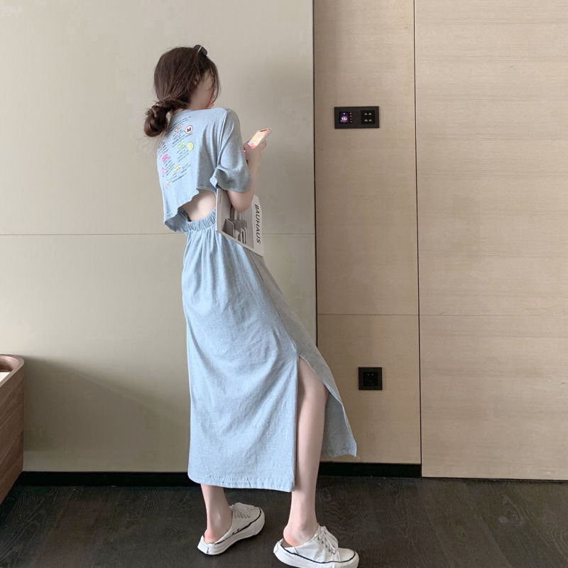 Đầm hở lưng co giãn dáng dài thiết kế trẻ trung phong cách Hàn Quốc cho học sinh