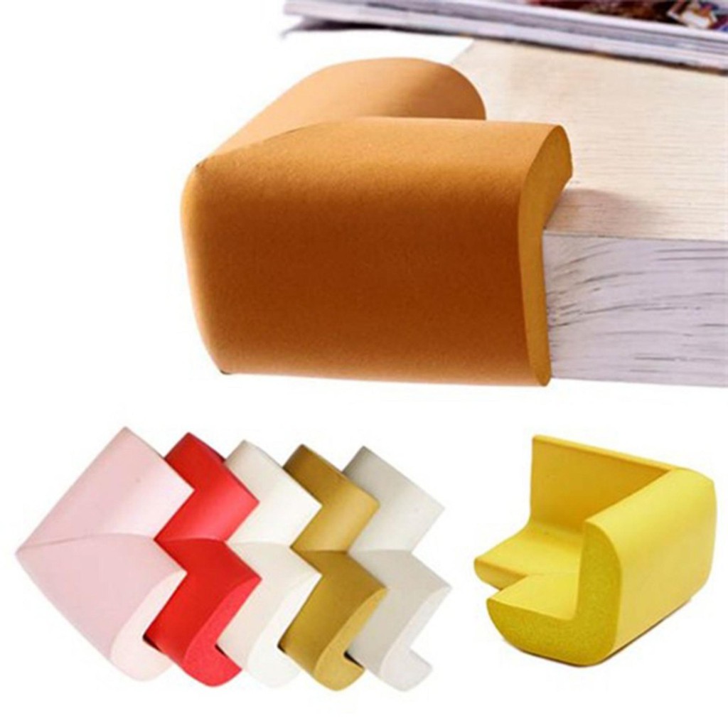 Set 4 Miếng Mút Xốp Bọc Cạnh Bàn Mềm Chặn Góc Bàn An Toàn Cho Bé Kèm Keo Dán