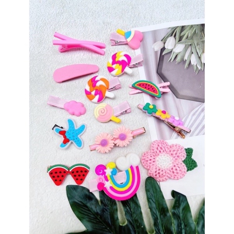 Set kẹp 14 món nhiều mẫu kute cho bé gái (được chọn màu)