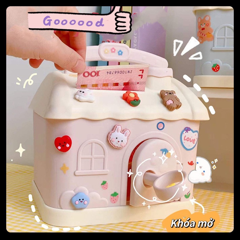 Hộp tiết kiệm Ngôi Nhà cute cỡ lớn kèm hình dán quà tặng chúc mừng ý nghĩa cho bé dịp sinh nhật