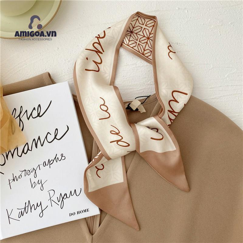 ✨✨Khăn Quàng Cổ Buộc Tóc Dài Bằng Lụa Màu Trà Sữa Màu Sắc Tươi Sáng