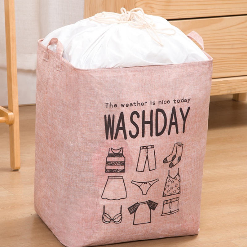 Túi đựng quần áo chăn màn vải bố dày có khung sắt Washday