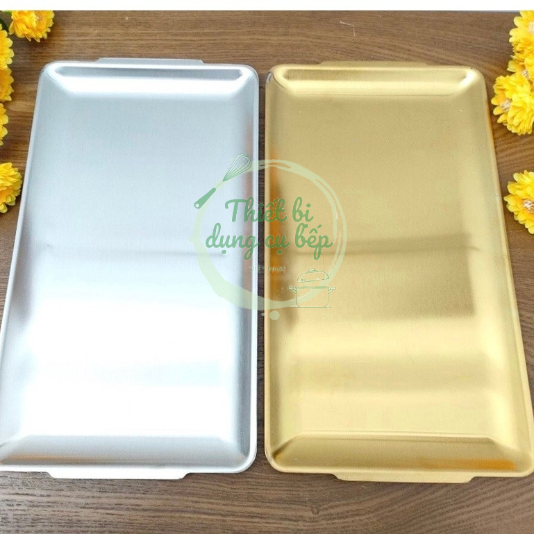 Khay, dĩa chữ nhật inox hàn quốc mạ vàng, bạc dùng trong phun xăm, spa, trang trí tiệc buffet cao cấp.