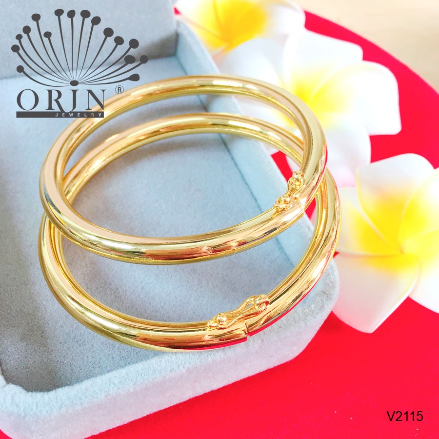Bộ 2 Vòng bọng trơn có khóa xi màu 24k cao cấp Orin V2115