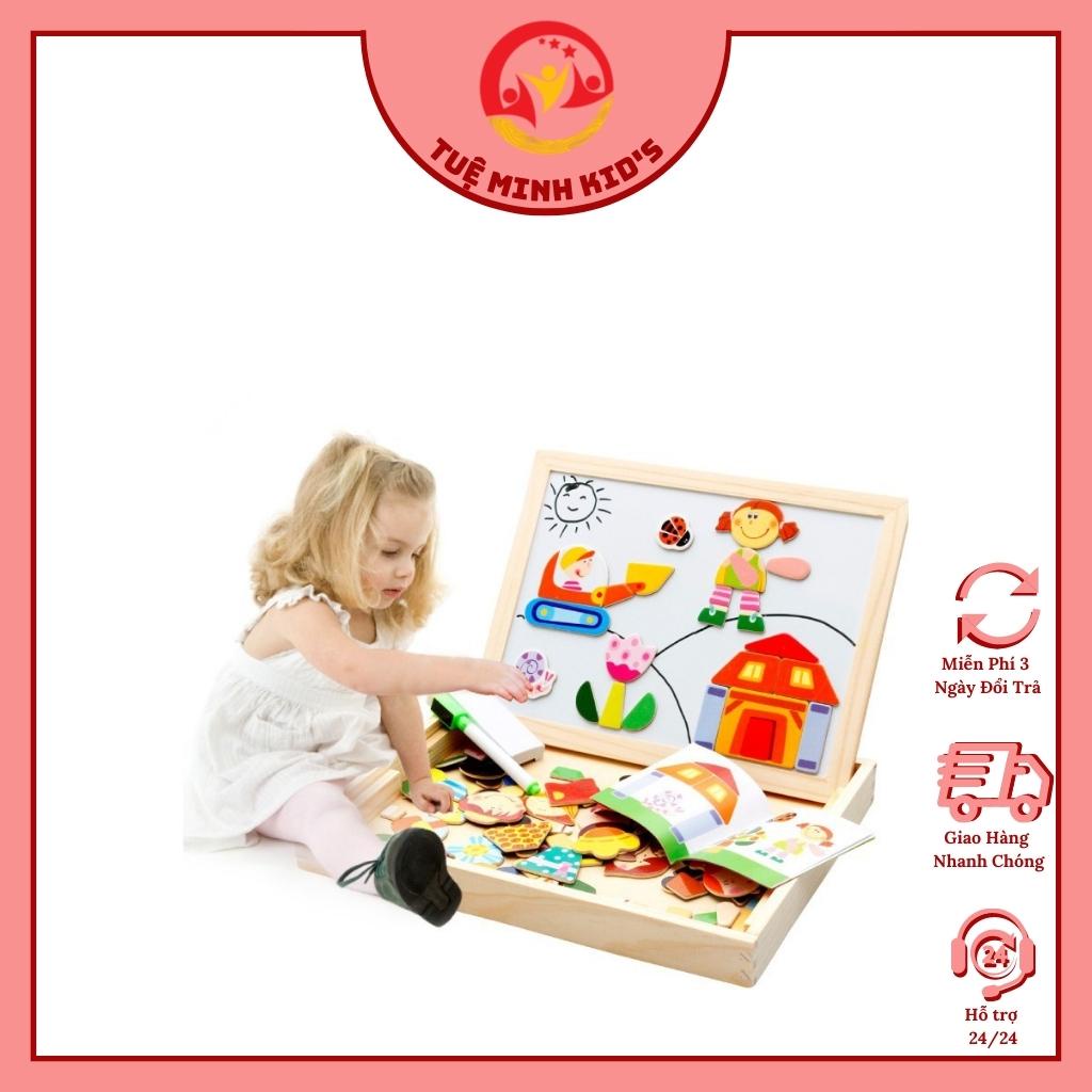 Ghép Hình Nam Châm♥FREESHIP♥Đồ Chơi Giáo Dục Bộ Tranh Ghép Nam Châm 2 Mặt Bằng Gỗ Cho Bé Sáng Tạo