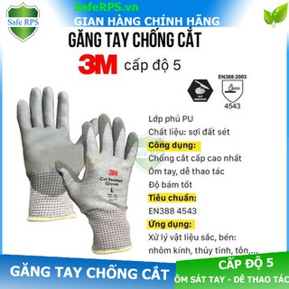 Găng tay chống cắt 3M cấp độ 3 phủ PU chống mài mòn, cắt, xé rách, và đâm xuyên theo tiêu chuẩn EN388 4543