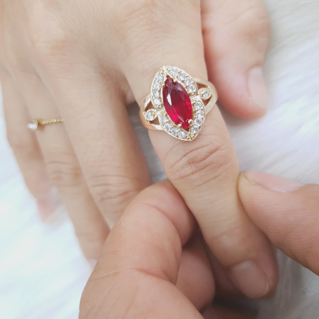 (Không Phai Màu-Có Ký Hiệu) Nhẫn Nữ Hạt Dưa Đá Vàng Vonfram Cao Cấp-Dùng vĩnh viễn không phai màu-Bảo Hành 5 Năm
