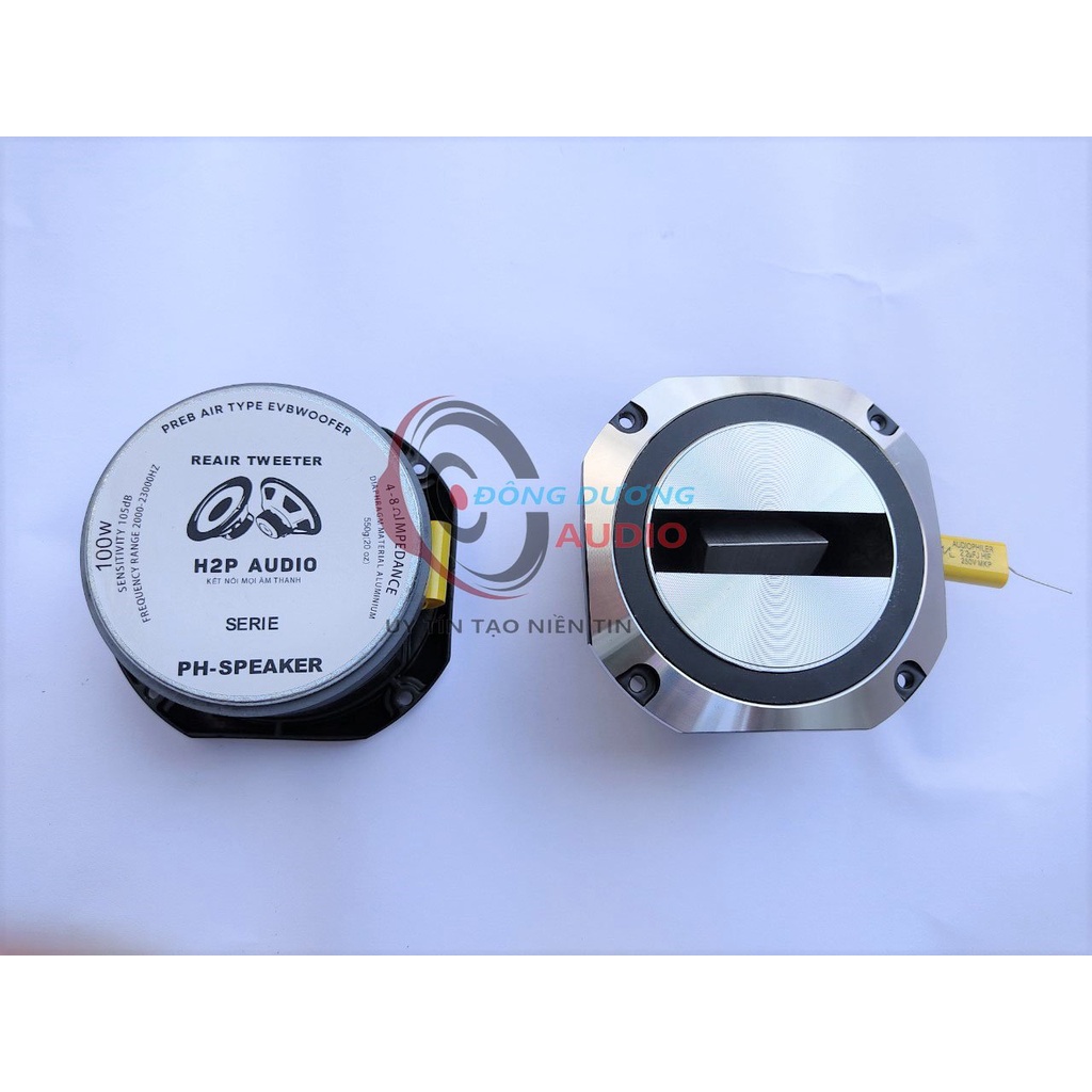 01 CỦ LOA TRÉP TITAN PH SPEAKER KIM LOẠI - TREBLE MẶT CƯỜI + TỤ -  CÔN 37MM - LOA TREBLE RỜI