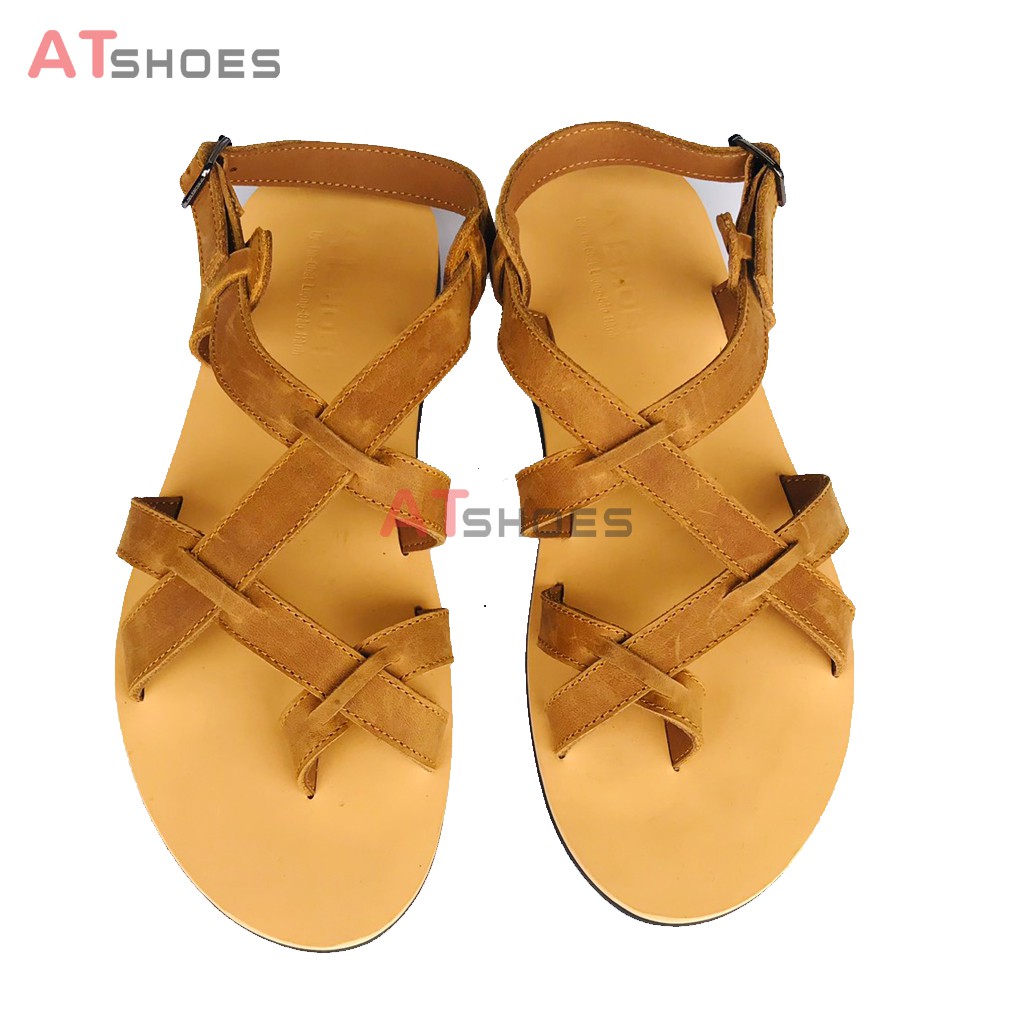 Dép Sandal Unisex Cao Cấp Da Bò Thật Sandal Xỏ Ngón Nam Nữ Trẻ Trung Đế Caosu Chống Nước Atshoes XDSGNAU22