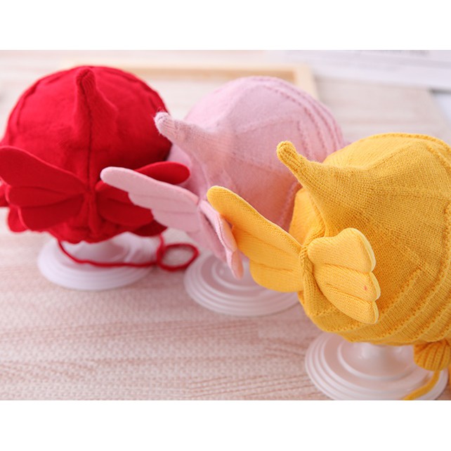 Mũ len 2 lớp ấm áp cánh thiên thần cho bé 6 tháng đến 2 tuổi
