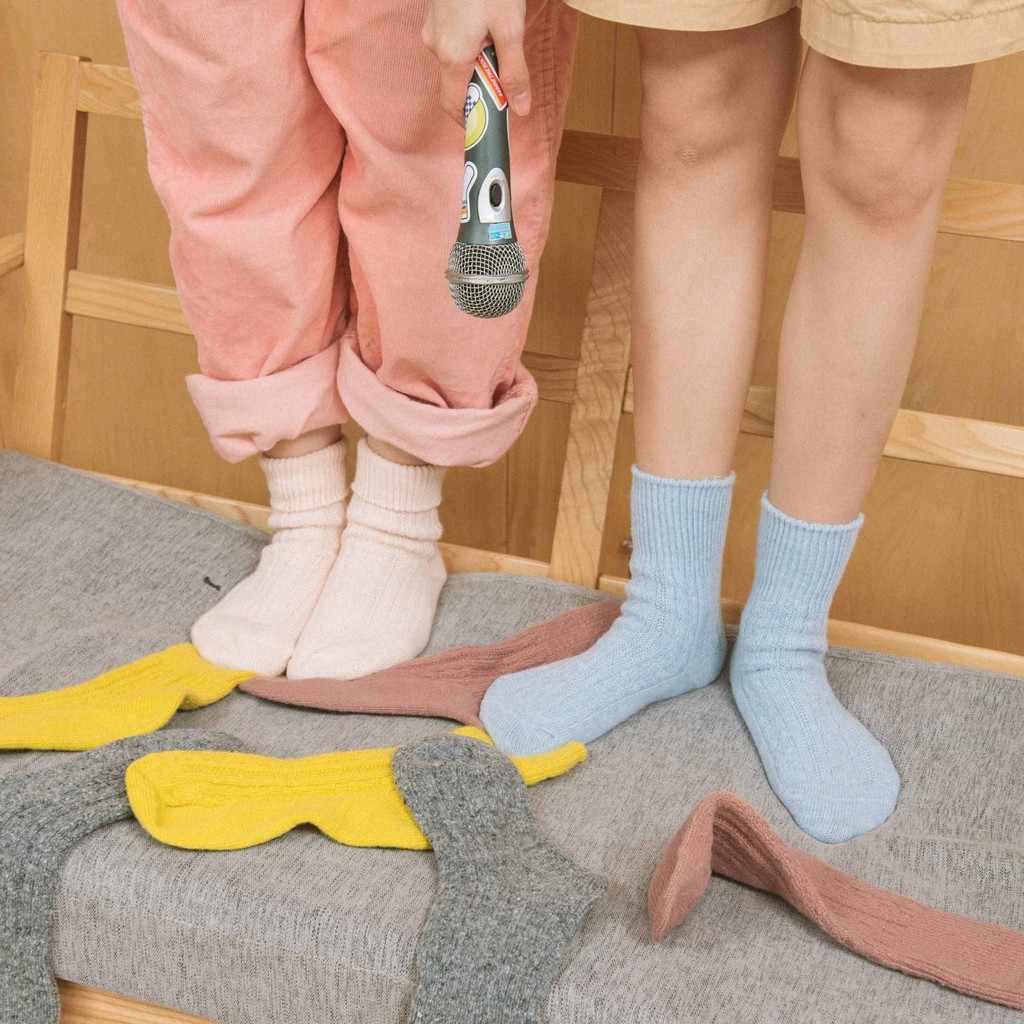 CANDY WOOL SOCKS - Tất vớ len cao cổ nữ trơn màu, gập được cổ tất, len cực dày ấm áp cho mùa đông, nhập khẩu Hàn Quốc