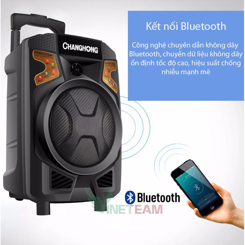 Loa Kéo Bluetooth giá rẻ CHANGHONG CYD-186 Cao Cấp, Chất Âm Cực Hay - Kèm Mic -dc3433