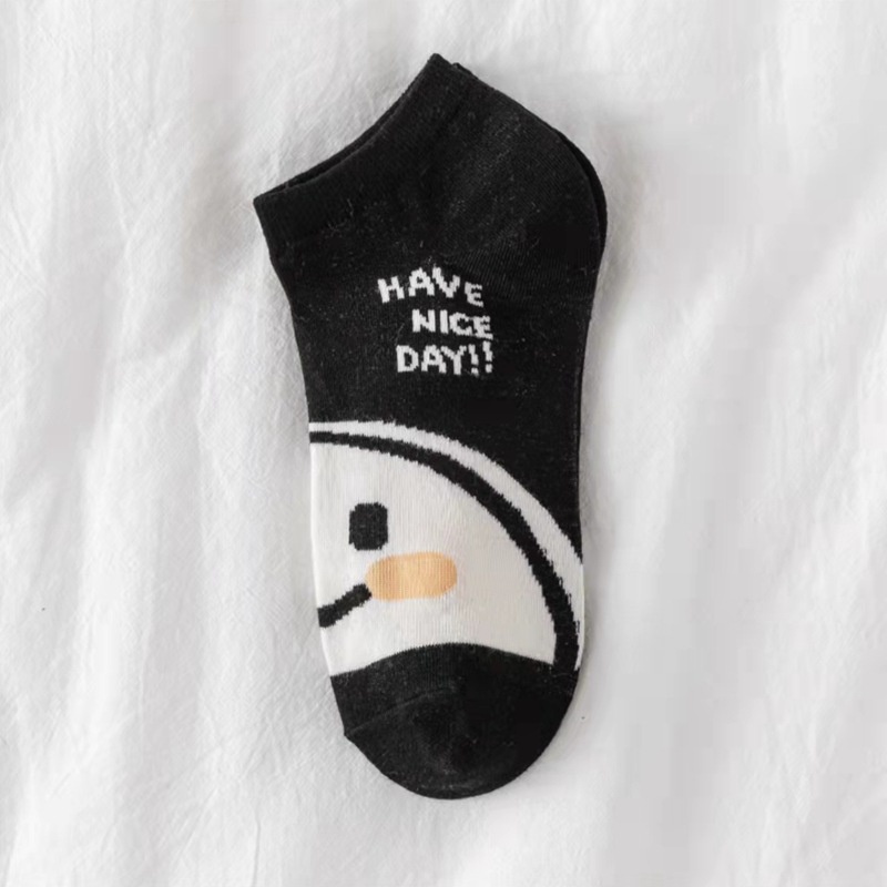 Vớ Cotton Cổ Thấp Màu Trắng Đen Phong Cách Nhật Bản Thời Trang Xinh Xắn Cho Nữ