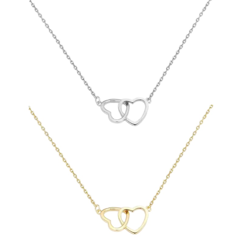 Vòng Cổ Choker Bằng Bạc Mặt Trái Tim Đôi Màu Sắc Dành Cho Nữ