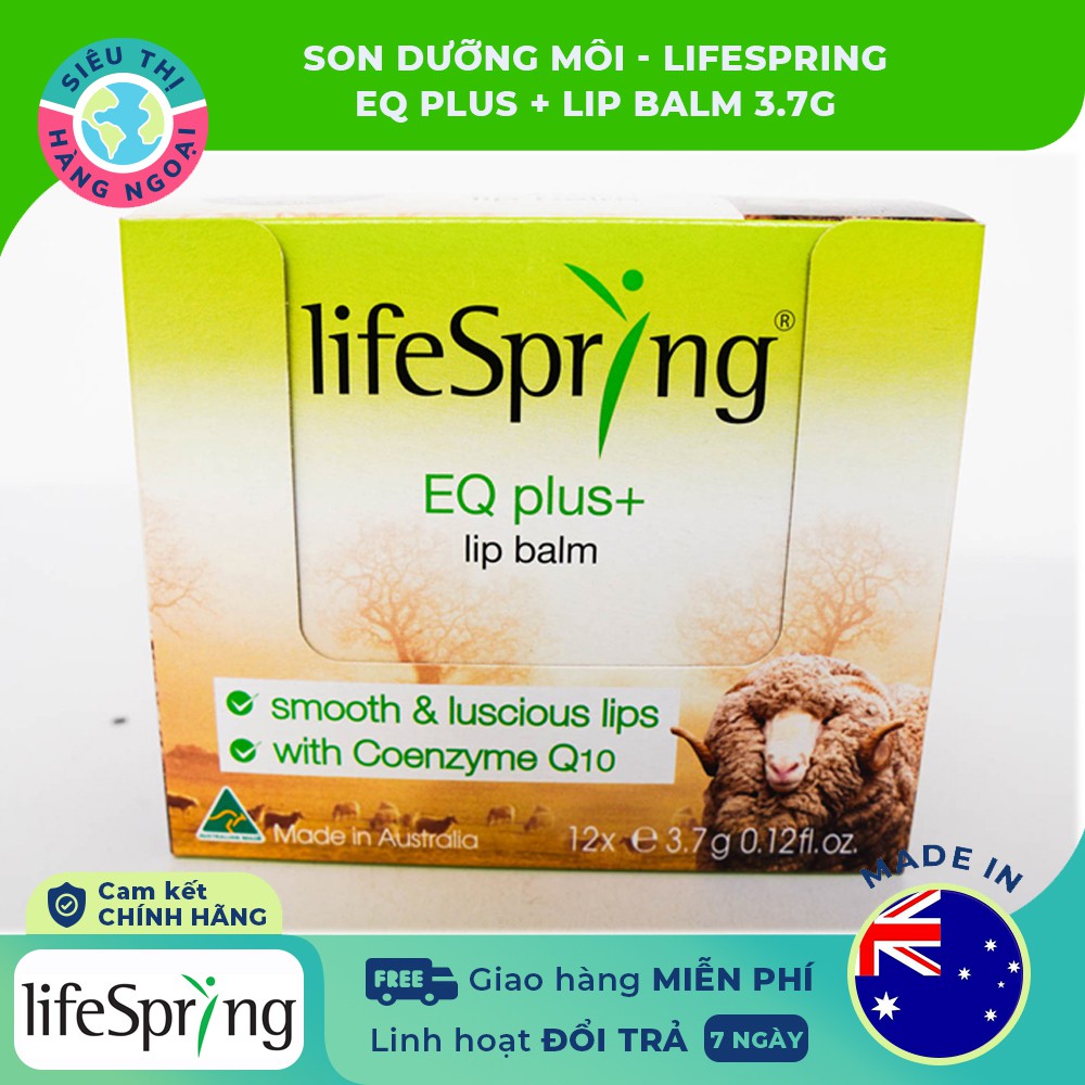 Son dưỡng môi Lifespring EQ Plus+ Lip Balm[Giúp môi mềm mại hơn, làm dịu môi khô và môi nứt nẻ] Hàng ÚC