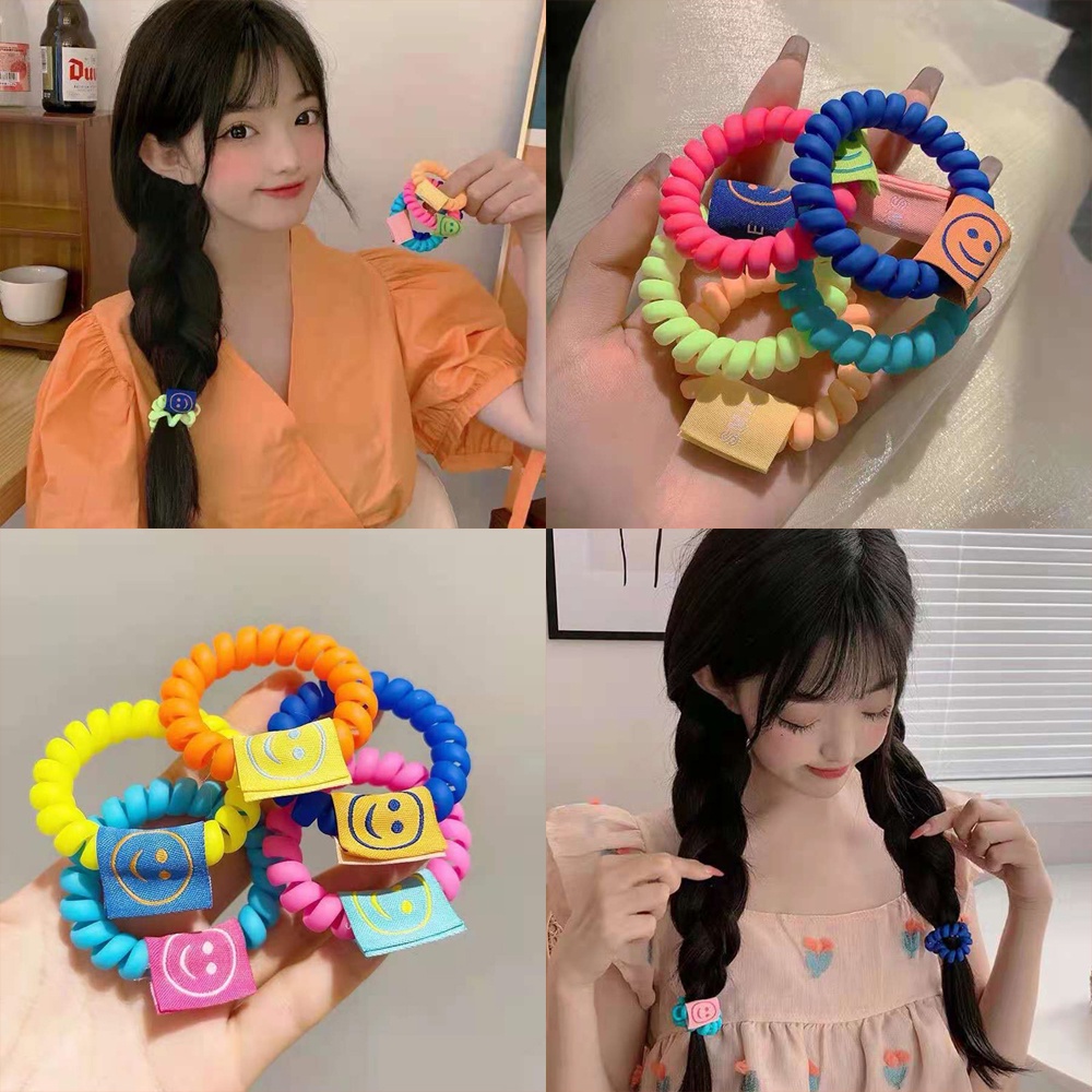 Dễ Thương Dây Buộc Tóc Bằng Nhựa Họa Tiết Mặt Cười Màu Kẹo Phong Cách Hàn Quốc Cho Nữ