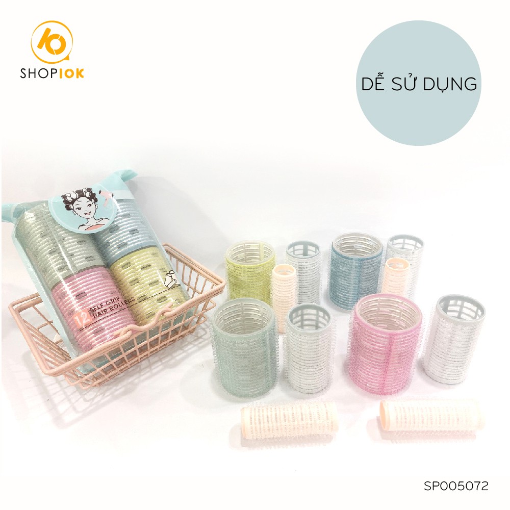 Lô cuốn tóc không dùng nhiệt, không gây hại, lô cuốn xoăn tự nhiên set 12 lô SHOP10K - SP005072