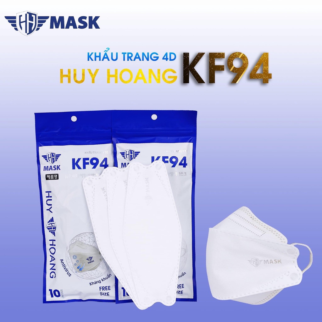 Thùng 300 cái khẩu trang Huy Hoàng 4D KF94 kháng khuẩn chống bụi cao cấp