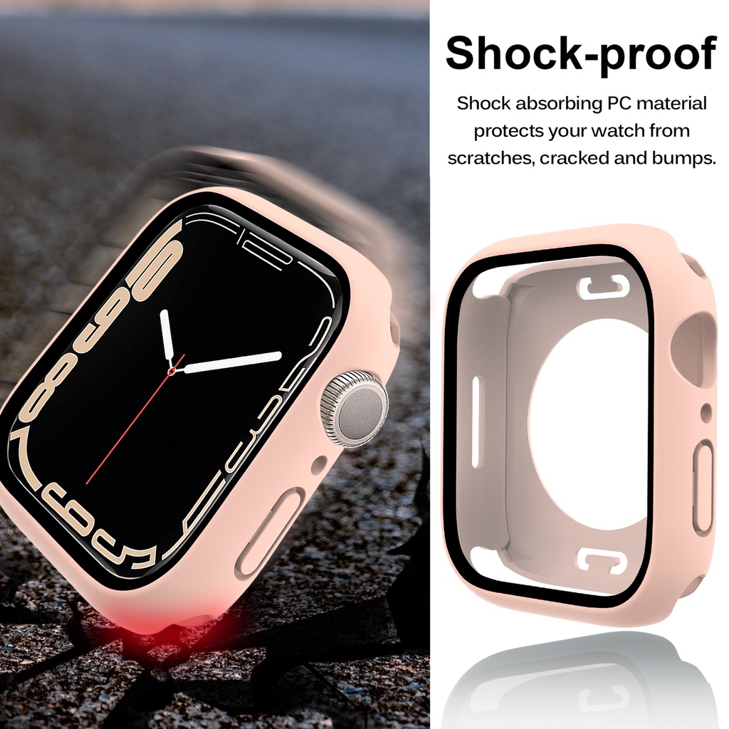 Ốp Bảo iWatch Series 8/7 41mm 45mm Vệ Màn Hình Chống Thấm Nước Bằng PC Cứng Có Viền Mặt Kính Bảo Vệ 360 Độ Cho Apple Watch Series 8/7 41mm 45mm