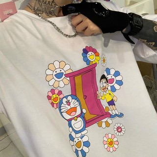 UNISEX - ÁO THUN DORAEMON MIX HOA KAIKAI KIKI - ÁO THUN CÁNH CỬA THẦN KÌ
