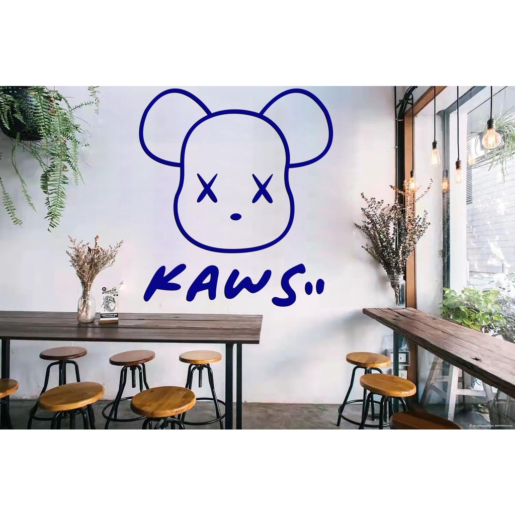 Tranh mica dán tường mặt Kaws siêu ngầu, trang trí quán ăn, shop thời trang, spa làm đẹp