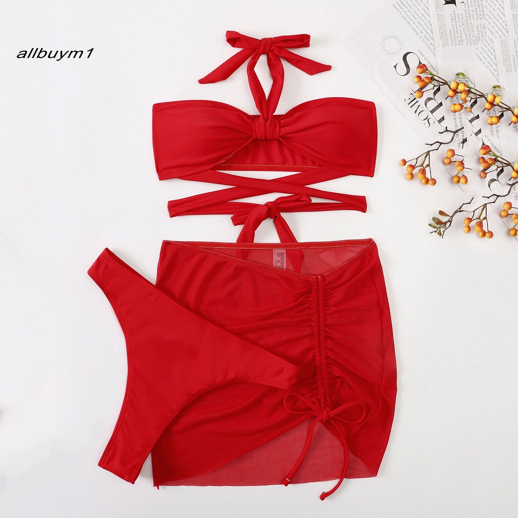 Set bikini hở lưng xếp nếp có đệm ngực đi biển đi tắm thời trang mùa hè