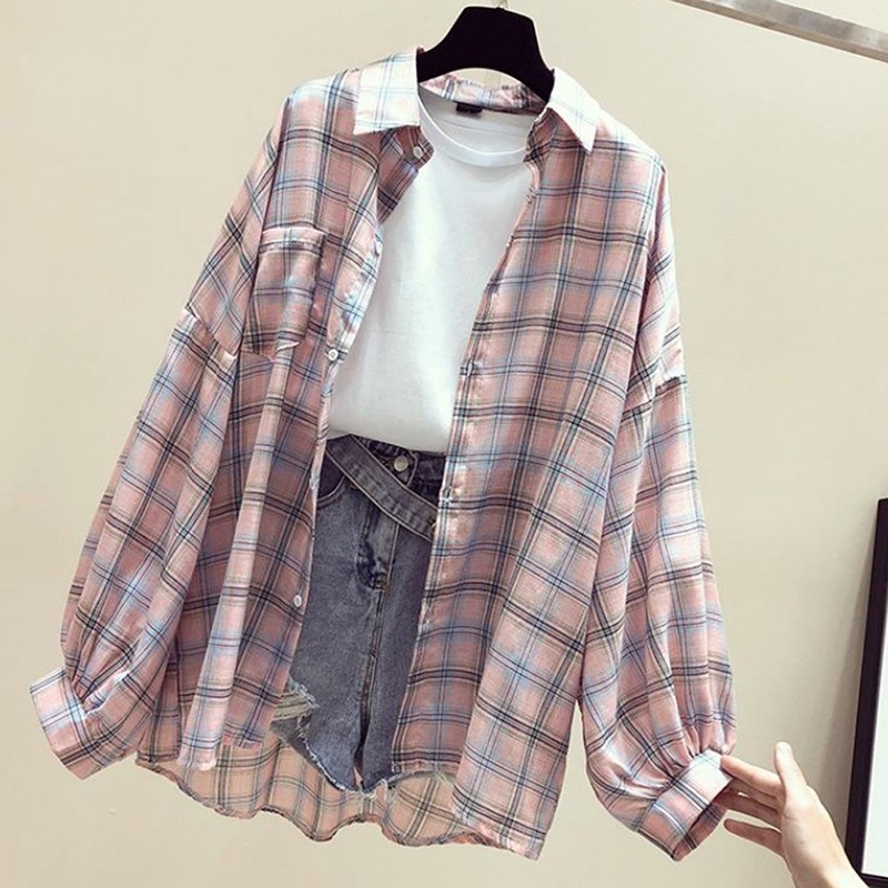 Áo Sơ Mi Khoác Ngoài Họa Tiết Ca Rô Thời Trang Dành Cho Nữ