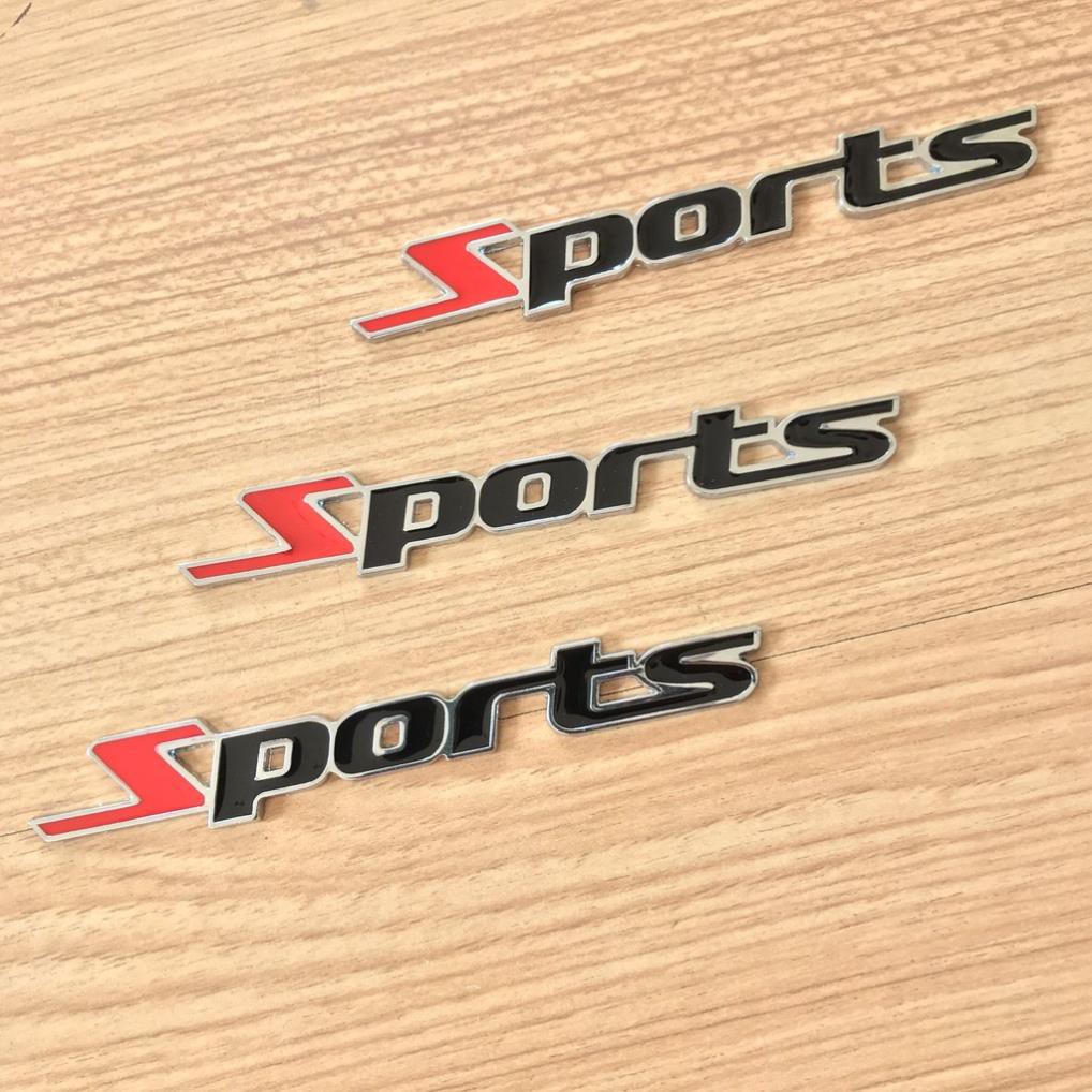 Decal chữ SPORT kim loại trang trí ô tô xe máy