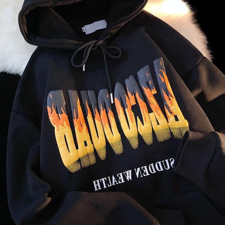 Áo Hoodie Nỉ Chữ Pha Mầu Lửa Cực Chất(Hàng Sẵn)