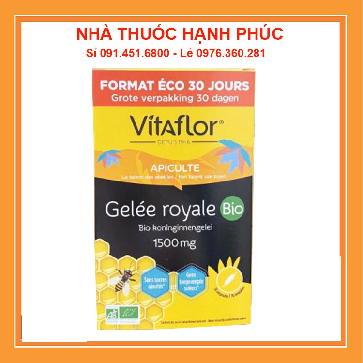 Sữa ong chúa Vitaflor Gelée Royale Bio 1500mg của pháp 30 ống