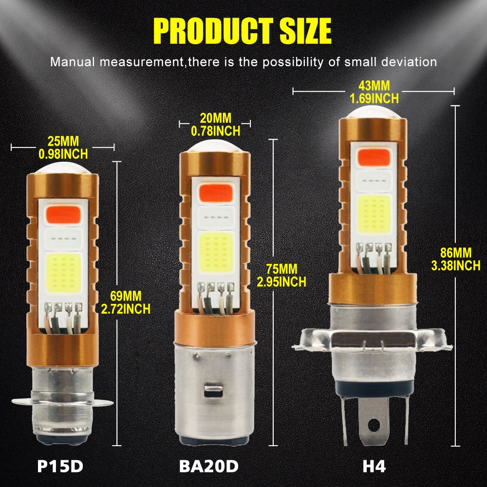 Đèn Pha LED Thẳng DC H6 LED P15D H4 HS1 Cho Xe Máy